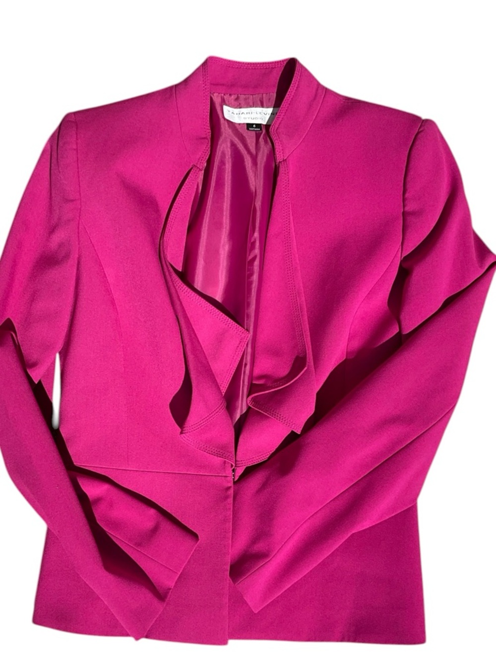 Tahari Arthur S LevineFuchsia Ruffle-Front Blazer Size 6